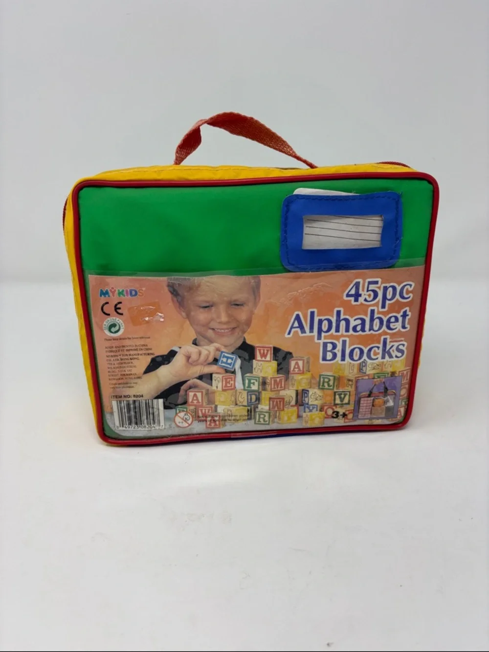 45pc Alphabet Blocks Set - Green/Blue Carry Case vintage